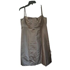 J Crew Formal Silk Knee Length Dress Brown Sleeveless Sz 14 Special Occasion